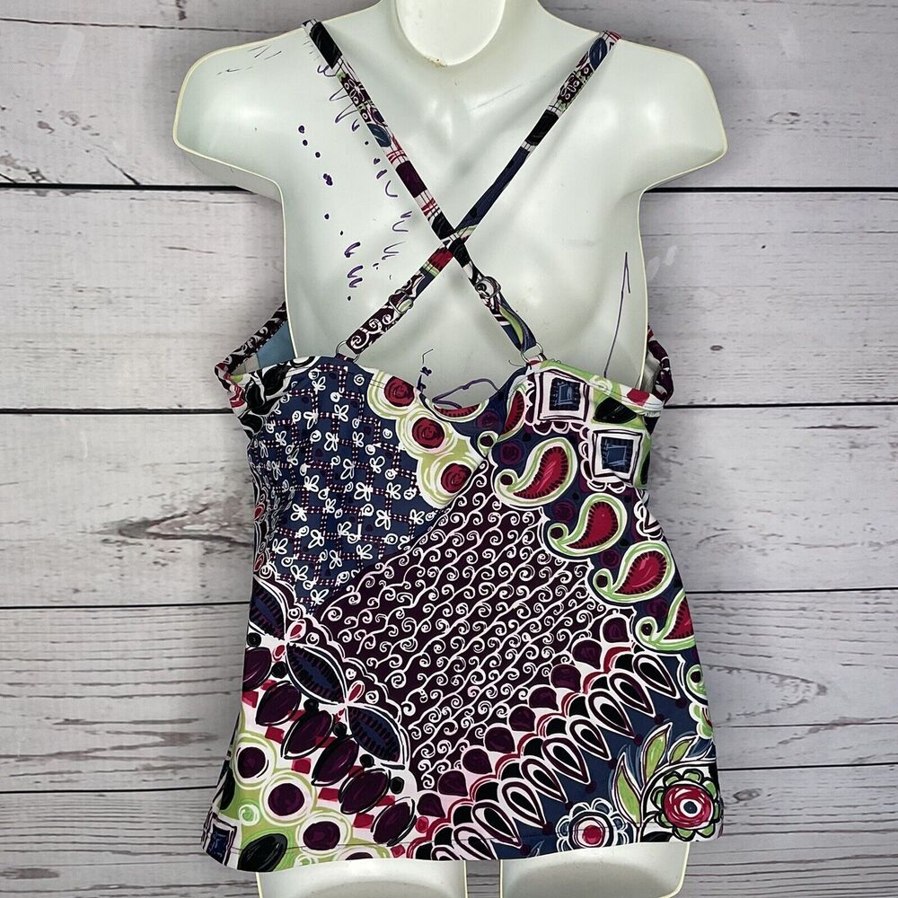 Athleta Swim Tank Top Tankini Multicolored Paisley‎ Underwired 2-36C/34D/32D Y2K - Picture 3 of 8